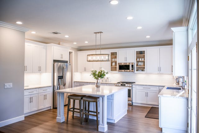 bright kitchen with modern furnishings and appliances